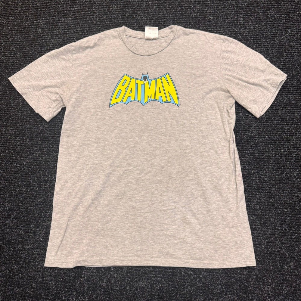 DC Comics Batman Graphic T-Shirt Mens Large‎ Gray Heather Short Sleeve Logo Tee